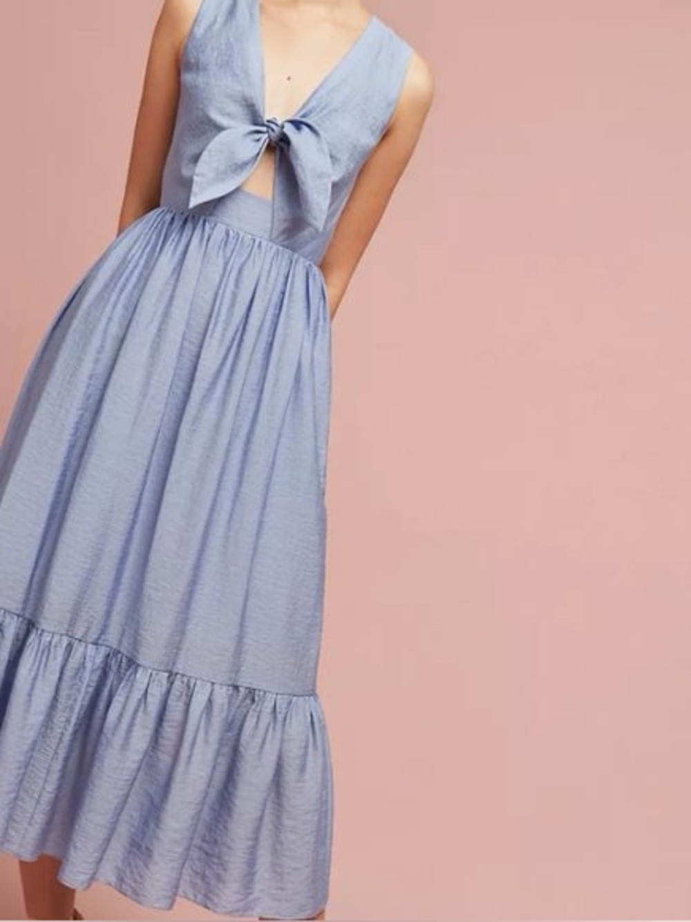 Shoshanna Kayla blue dress midi dress with front tie 6
